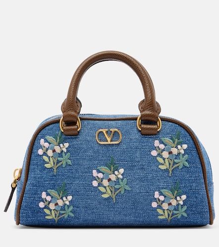 Sac VLogo Mini en denim à fleurs - Valentino Garavani - Modalova