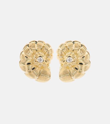 Boucles d'oreilles Large Nautilus Shell en or 14 ct et diamants - Sydney Evan - Modalova