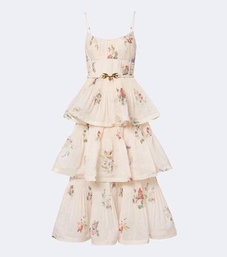 Robe midi à fleurs et volants superposés - Zimmermann - Modalova