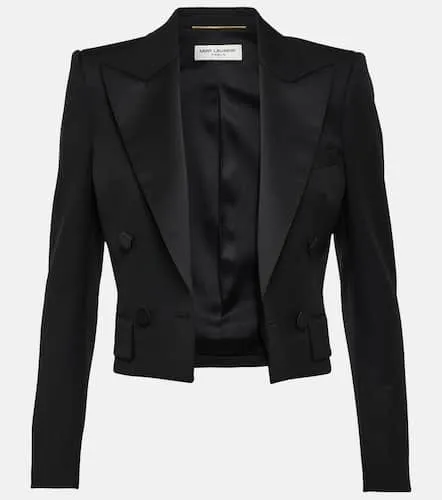 Veste de smoking raccourcie en laine - Saint Laurent - Modalova