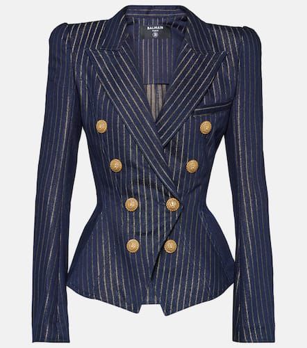 Balmain Blazer rayé en jean - Balmain - Modalova