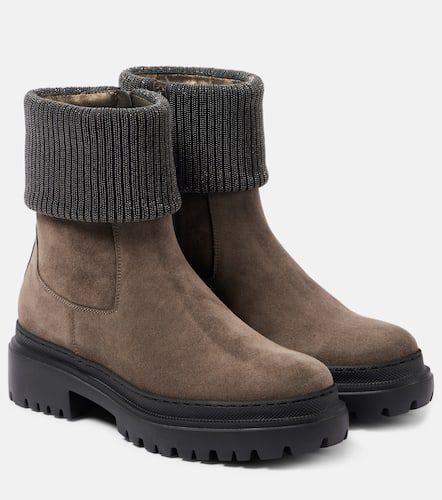 Bottines Chelsea en daim à ornements - Brunello Cucinelli - Modalova