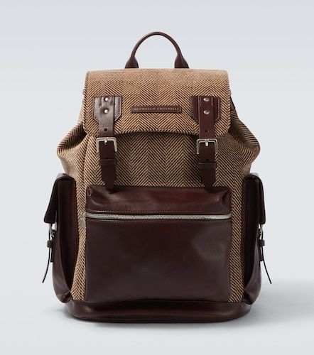 Sac à dos à chevrons avec finitions en cuir - Brunello Cucinelli - Modalova