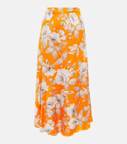 Jupe midi Griselda en satin de soie mélangée à fleurs - Erdem - Modalova