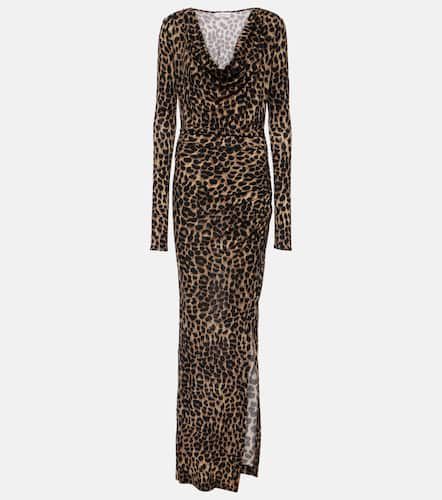 Robe longue en laine à motif léopard - Blumarine - Modalova