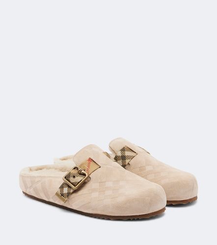 Mules Urchin en daim et shearling - Burberry - Modalova