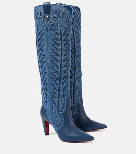 Bottes Santia Botta 85 en denim et cuir - Christian Louboutin - Modalova