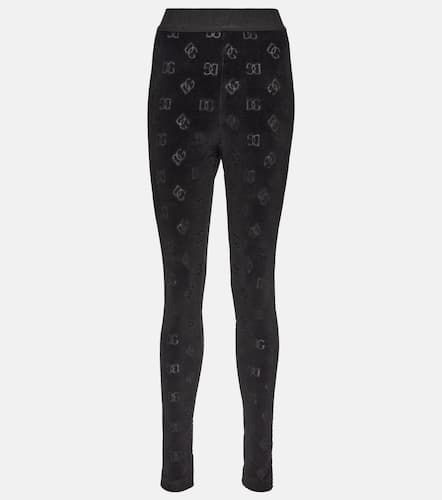 Legging à taille haute en coton à logo - Dolce&Gabbana - Modalova