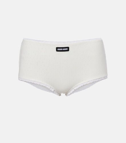 Micro-short en coton pointelle - Miu Miu - Modalova
