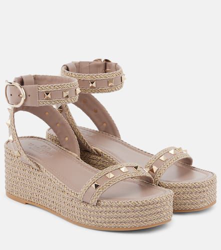 Sandales espadrilles Rockstud en cuir - Valentino Garavani - Modalova