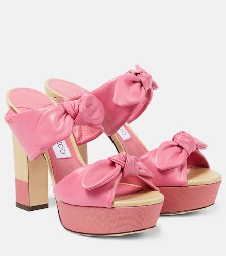 Mules à plateforme Rua en cuir et raphia - Jimmy Choo - Modalova