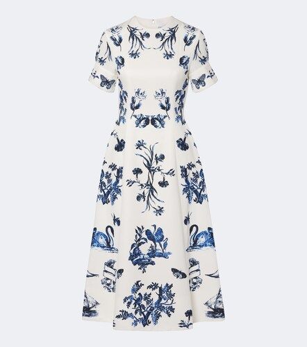 Robe midi en coton mélangé à fleurs - Erdem - Modalova