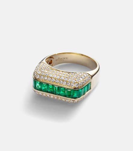 Bague Empress en or 18 ct, émeraudes et diamants - Rainbow K - Modalova