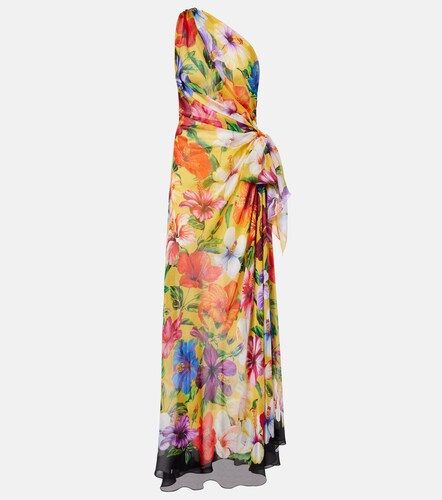 Robe longue asymétrique en soie à fleurs - Dolce&Gabbana - Modalova