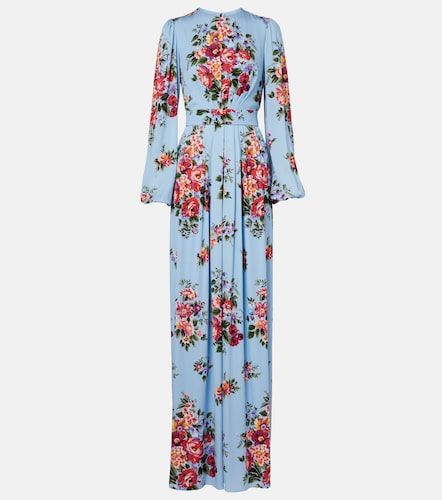 Robe longue en soie mélangée à fleurs - Dolce&Gabbana - Modalova