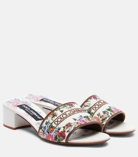 Mules à fleurs en cuir - Dolce&Gabbana - Modalova