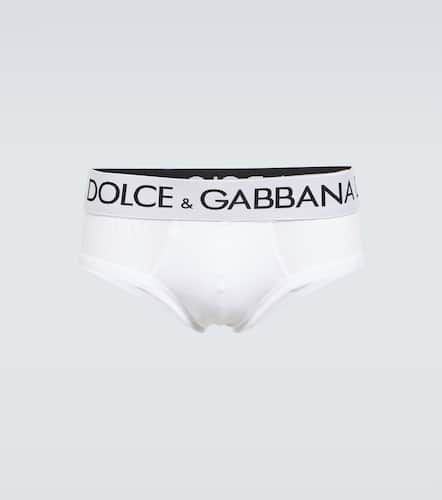 Slip en coton mélangé à logo - Dolce&Gabbana - Modalova