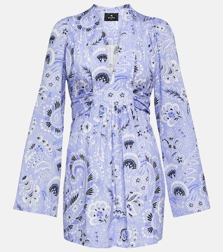 Robe en coton mélangé imprimée à col en V - Etro - Modalova