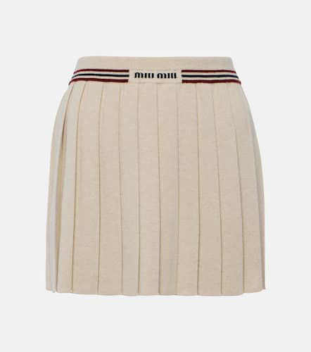 Mini-jupe plissée en cachemire - Miu Miu - Modalova