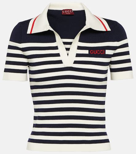 Polo rayé en coton mélangé à logo - Gucci - Modalova