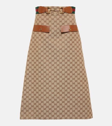 Jupe midi Horsebit en toile GG - Gucci - Modalova