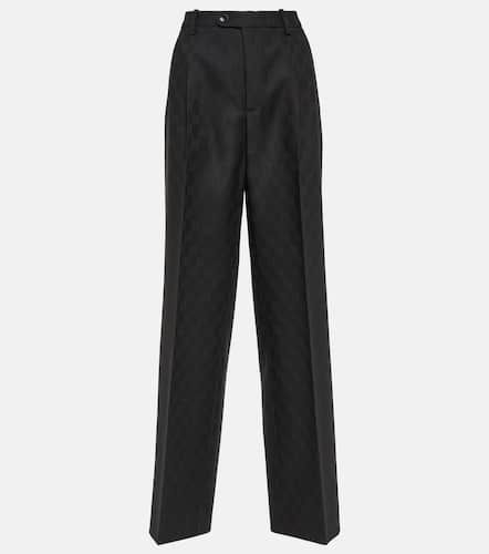 Pantalon droit à taille haute en jacquard GG de laine - Gucci - Modalova