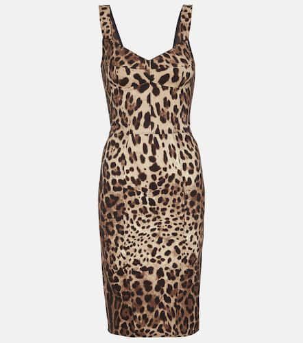 Robe en soie mélangée à motif léopard - Dolce&Gabbana - Modalova