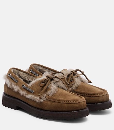 Chaussures bateau en daim et shearling - Brunello Cucinelli - Modalova