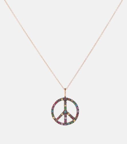 Collier Peace Symbol en or rose 18 ct et diamants - Ileana Makri - Modalova