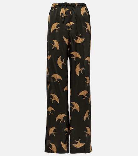 Pantalon ample imprimé en satin de soie - Dries Van Noten - Modalova