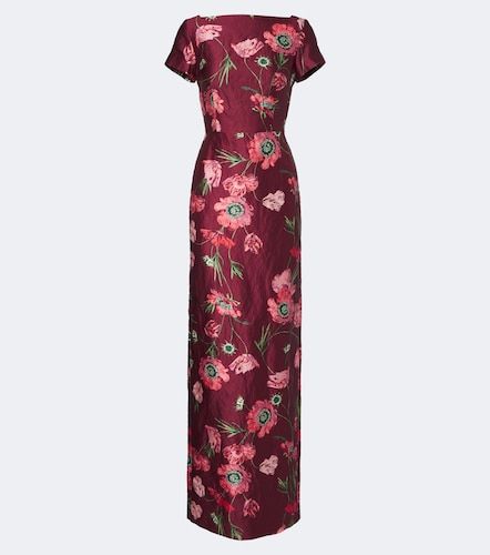 Robe longue en satin à fleurs - Erdem - Modalova