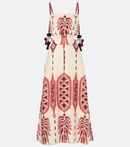 Robe midi en lin imprimée et brodée - Johanna Ortiz - Modalova