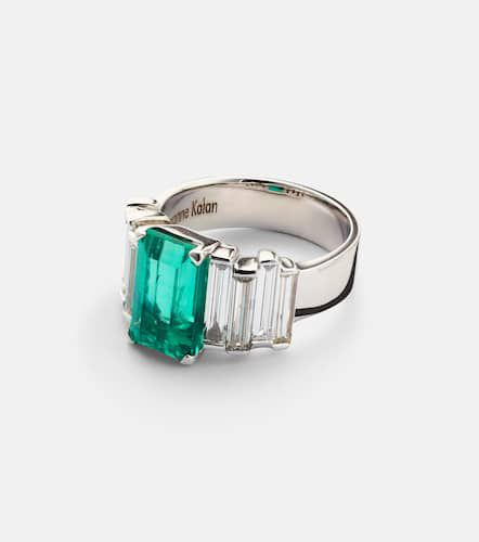 Bague en or blanc 18 ct, émeraude et diamants - Suzanne Kalan - Modalova