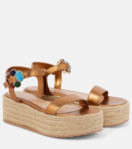 Espadrilles à plateforme en cuir métallisé - Gianvito Rossi - Modalova