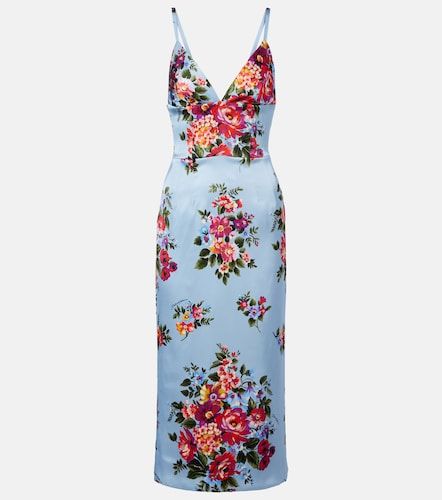 Robe midi en satin à fleurs - Dolce&Gabbana - Modalova