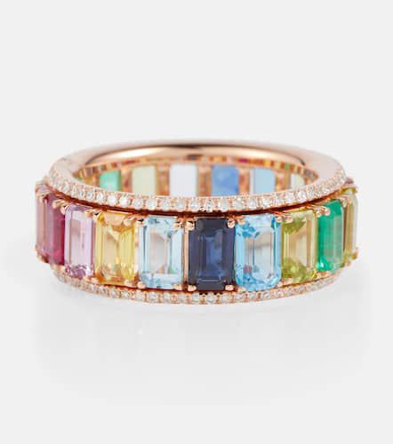 Bague Rainbow Pavé Border Eternity en or 18 ct, diamants et pierres précieuses - Shay Jewelry - Modalova