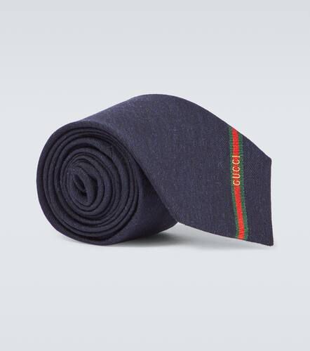 Cravate en laine et soie mélangées à logo - Gucci - Modalova