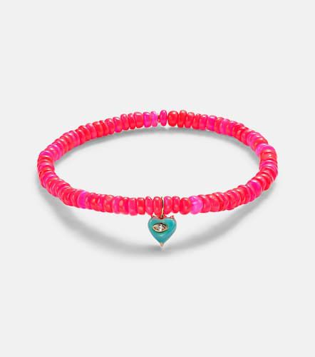 Bracelet Heart en or 14 ct, diamants et turquoise - Sydney Evan - Modalova