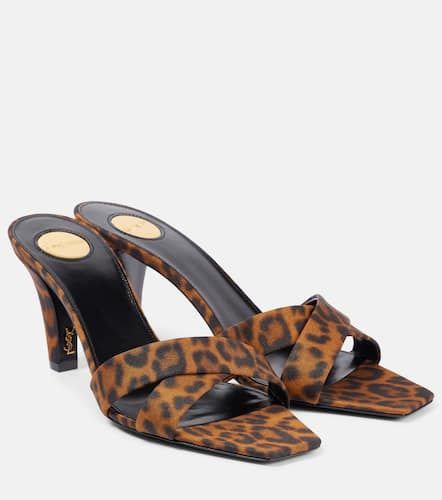 Mules Jill 75 en satin  motif lopard - Saint Laurent - Modalova