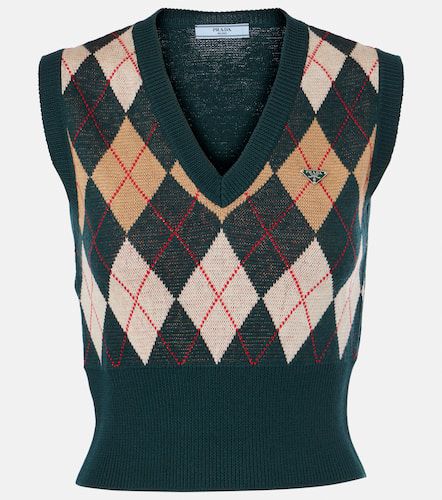 Pull sans manches Argyle en laine vierge - Prada - Modalova