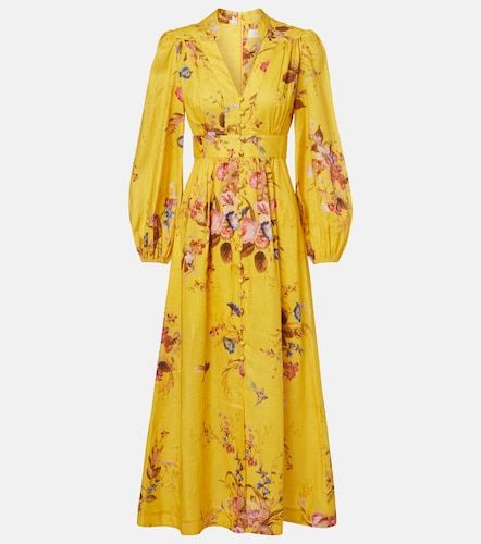 Robe midi en lin à fleurs - Zimmermann - Modalova