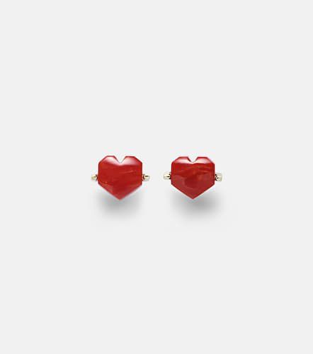 Boucles d'oreilles Corazón Mini en or 9 et 18 ct et corail - Aliita - Modalova