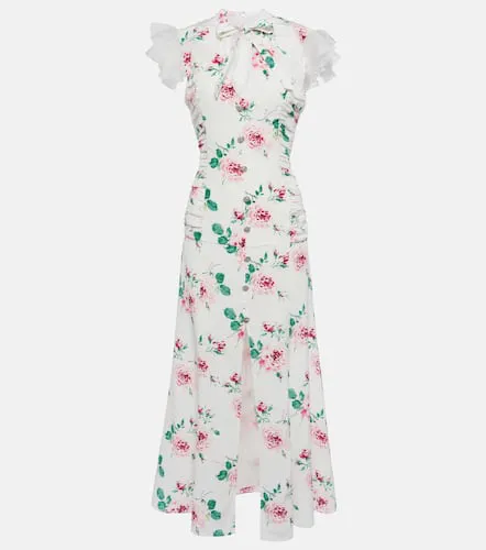 Robe midi en soie à fleurs - Alessandra Rich - Modalova