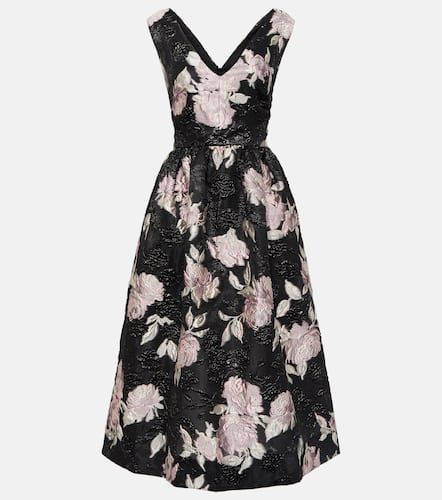 Robe midi en jacquard à fleurs - Monique Lhuillier - Modalova