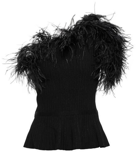 Femme Vêtements Combinaisons Combinaisons longues Combinaison En Crêpe Épais Avec Plumes Elie Saab en coloris Noir 