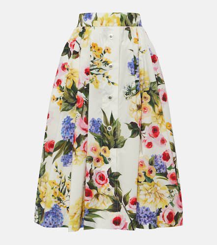 Jupe midi en coton à fleurs - Dolce&Gabbana - Modalova