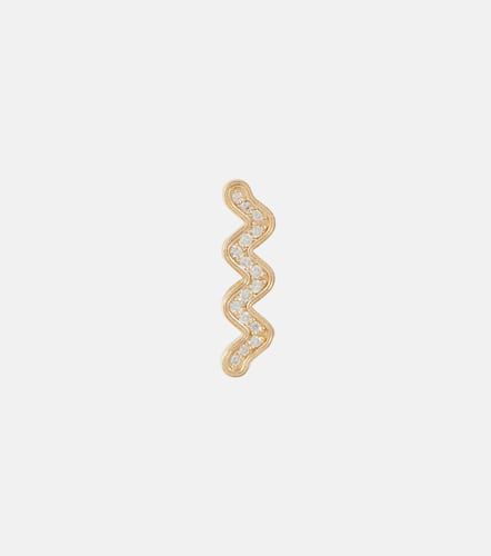 Boucle d’oreille unique Wavy Stud en or 14 ct et diamants - Sydney Evan - Modalova