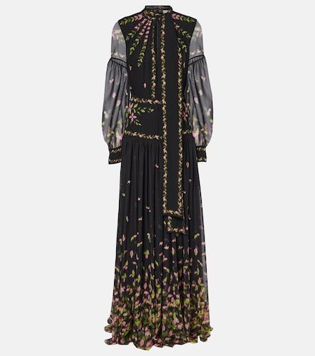 Robe longue en voile de soie à fleurs - Erdem - Modalova