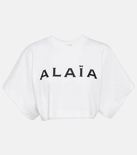 Alaïa T-shirt raccourci en coton à logo - Alaia - Modalova