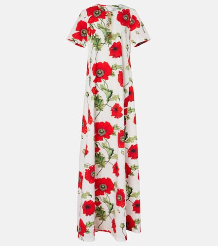 Robe longue en coton à fleurs et ornements - Oscar de la Renta - Modalova